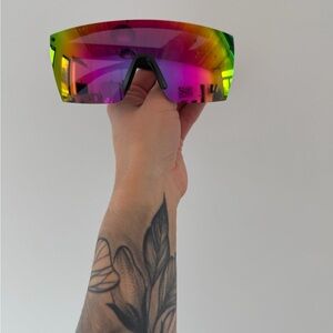 Heatwave Lazerface Sunglasses - Pink Green Gradient